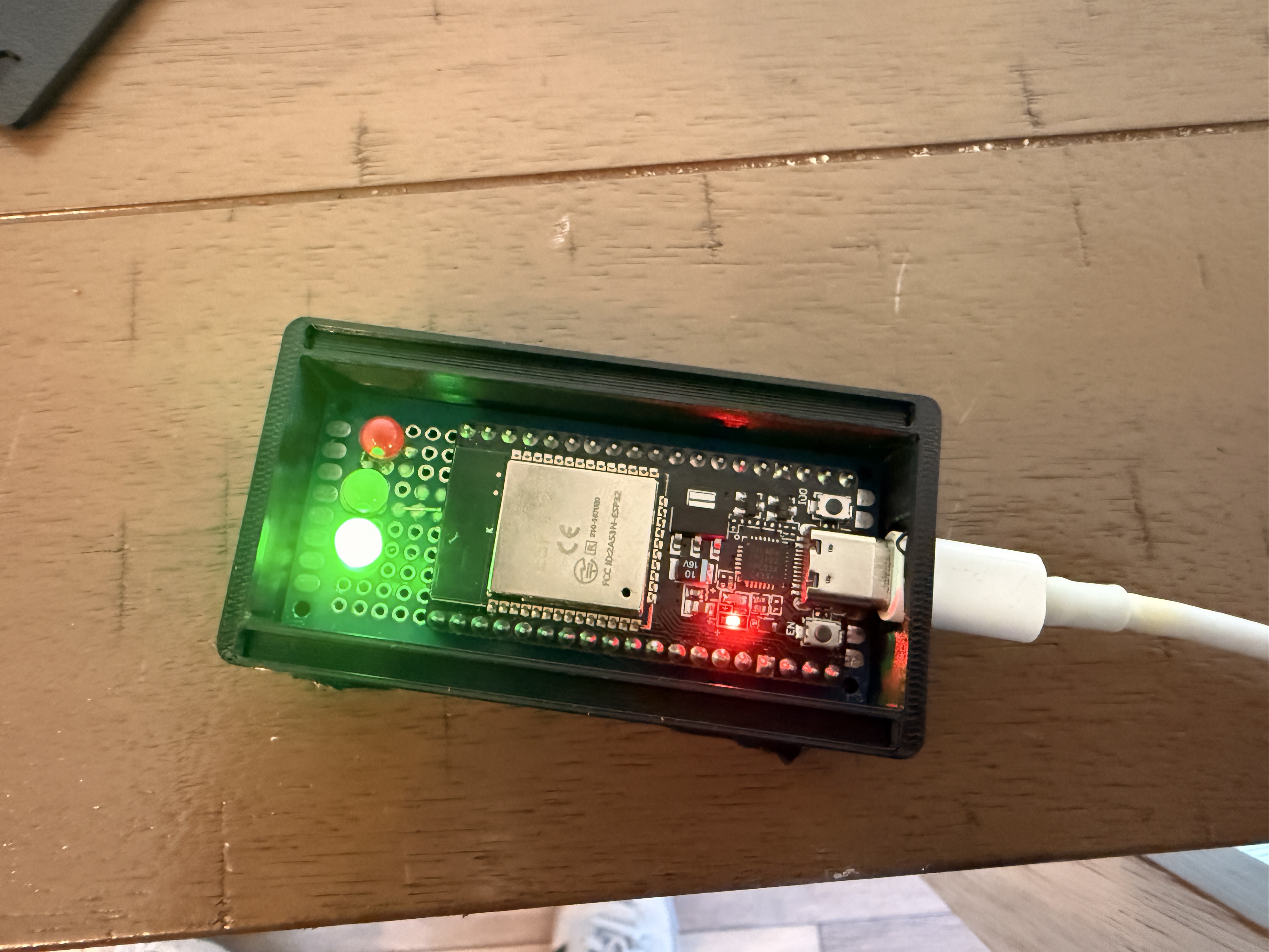 Inside a Due Light — hand-soldered ESP32 board